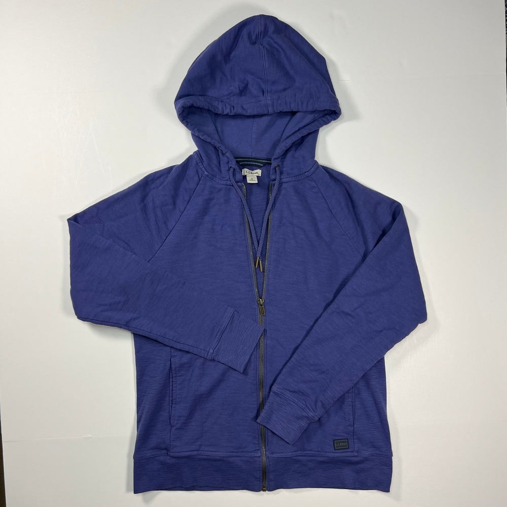 LL Bean Peaks Island Hoodie Womens Small Periwinkle Blue French Terry Full Zip
